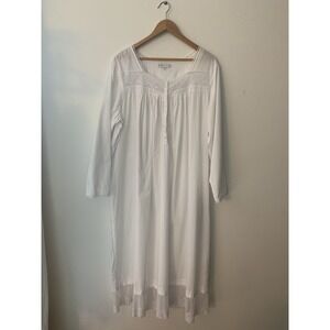Eileen West Gatsby Lace Nightgown Sz 2X 100% Cotton Lace Trim 20s Inspired